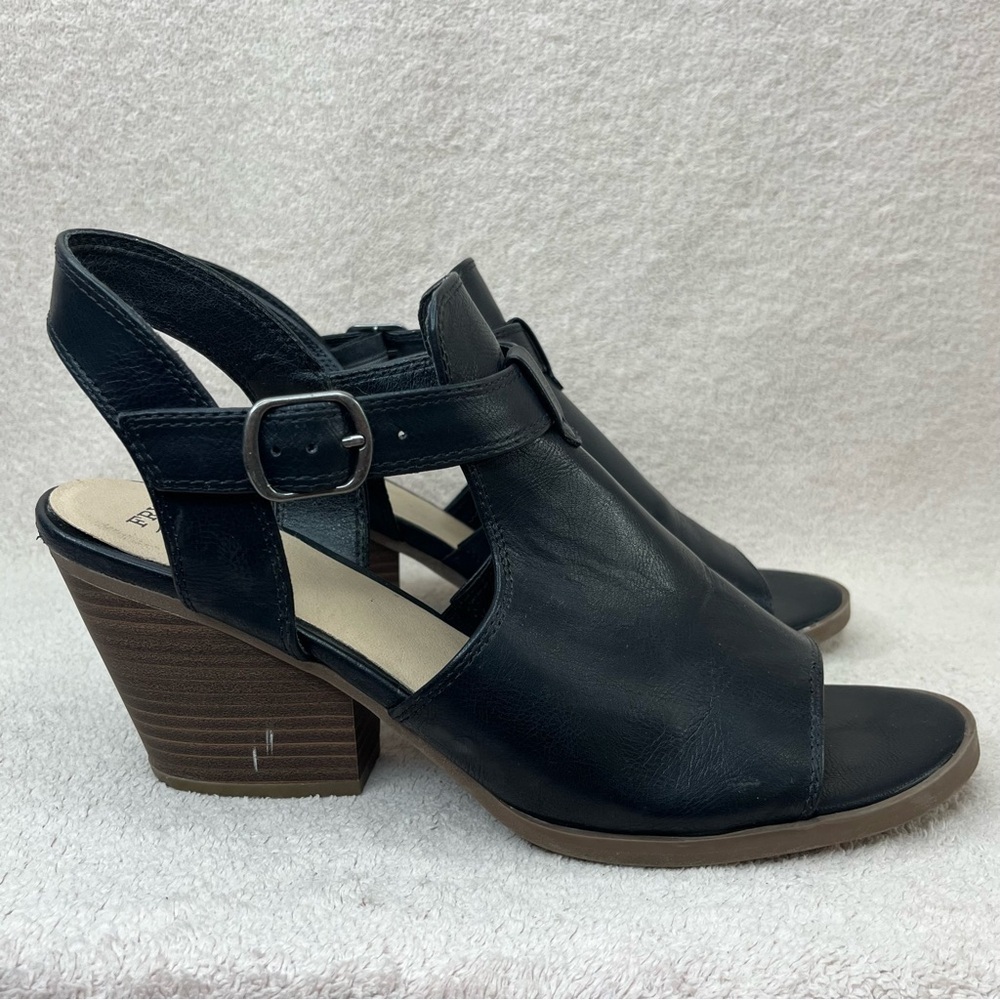 Frye & Co Gaia Slingback Heels Sandals Women’s 11 Black Faux Leather Casual Fall - Picture 4 of 11
